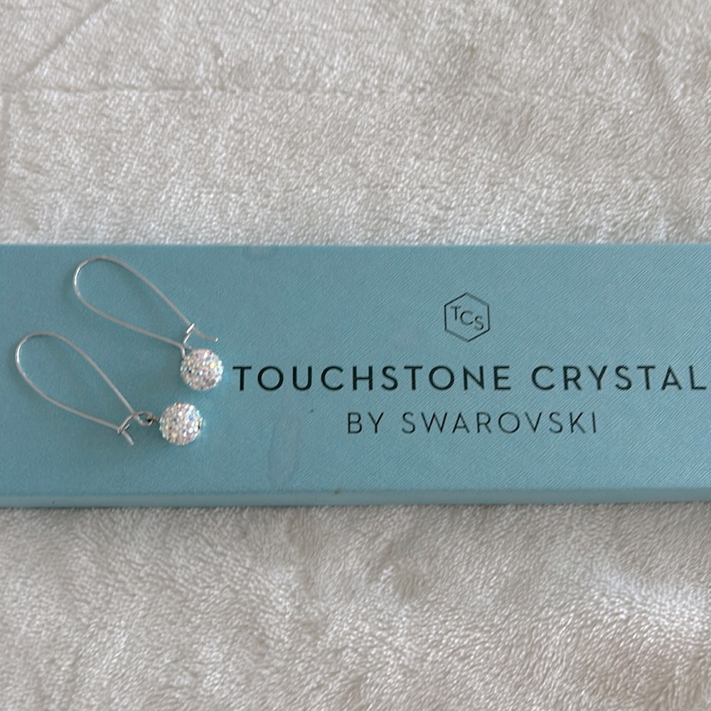 PAVE BALL EARRINGS TOUCHSTONE CRYSTAL BY SWAROVSKI